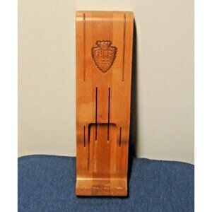 Vintage Wood Knife Holder RARE EKCO Flint Vanadium Stainless Nice condition